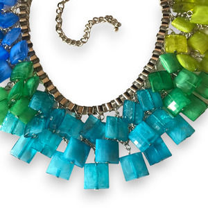 Turquoise green blue dazzling dangle statement necklace